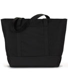 Ultraclub® Zippered Polyester Tote Bag - Black/ Black