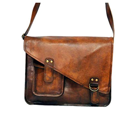Artishus Upgraded New Vintage Brown 15" Leather Messenger Bag for Men & Women | Business Laptop