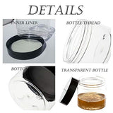 ZEJIA 20 Pack 2oz jars with lids Plastic Round Clear Leak-Proof Container with Black Lid， Inner Liner and Labels for Cosmetic, Powders, Beads Jewelry, Liquids（Black）