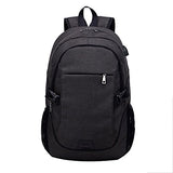 ABage Unisex School Backpack Lightweight Travel Backpacks with USB Charging Port, Black