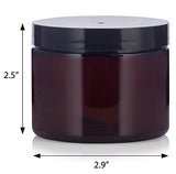 Amber PET Plastic (BPA Free) Refillable Low Profile Jar - 6 oz (12 Pack) + Spatulas and Labels