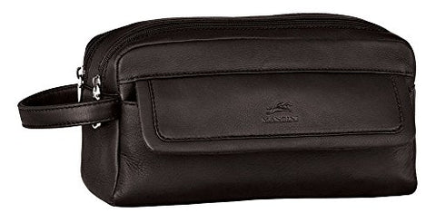 Mancini COLOMBIAN Double Compartment Leather Toiletry Kit in Black