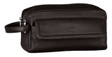 Mancini Leather Goods Colombian Leather Double Compartment Toiletry Kit (Black)