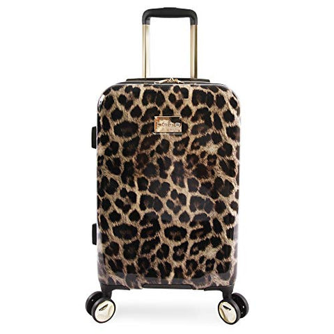 BEBE Women's Adriana 21" Hardside Carry-on Spinner Luggage, Leopard