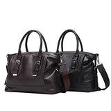 Bison Denim Men'S Genuine Leather Handbag Shoulder Briefcase Business Bag Black