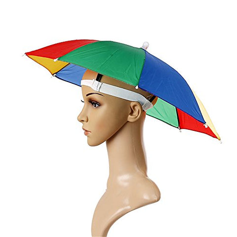 Geanbaye 21'' Adult And Kids Size Rainbow Golf Folding Umbrella Hats Rain Hats
