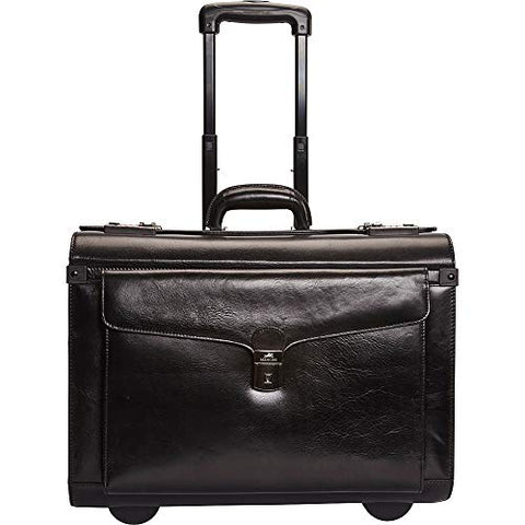 Mancini Leather Goods Deluxe Wheeled Catalog Case (Black)