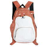 3D Dog/Fox Animal Backpack Corduroy Zipper Hiking Shoulder Bag 11.8"15.8"4.3"