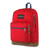 JanSport Right Pack Backpack - School, Travel, Work, or Laptop Bookbag with Leather Bottom, Red Tape