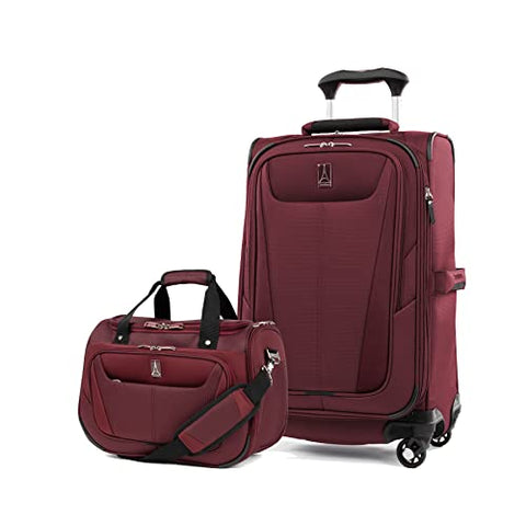 feilario Plaid PU Leather Softshell Luggage Set - 4-Piece Expandable  Suitcases with Spinner Wheels - Includes Large Travel Bag, 20-Inch Carry  On