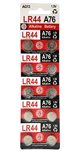 GI LR44 A76 AG13 1.5 Volt Alkaline Button Cell Batteries for Watches Clocks Remotes Games