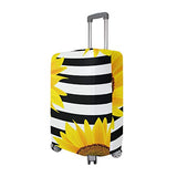 Luggage Cover Sunflowers With Stripes Suitcase Protector Travel Luggage 18-32 Inch