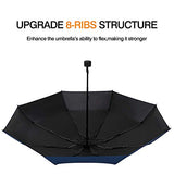 Fidus Upgraded Mini Travel Sun&Rain Windproof Umbrella - Lightweight Folding Compact Portable Parasol Outdoor Umbrellas for Men Women-Navy