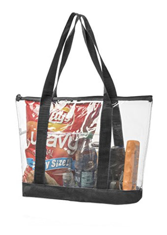 Bags For Less Clear Stadium Security Travel & Gym Zippered Tote Bag Sturdy Pvc Construction,