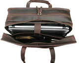 Polare Men'S 17" Full Grain Leather Messenger Shoulder Bag Office Business Laptop Briefcase