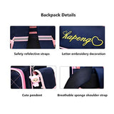 Adanina Cute Print Bowknot Trolley Backpack Elementary Middle School Rolling Bag Wheeled Waterproof