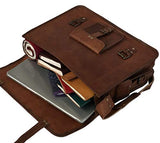Leather Briefcase Large Messenger Shoulder Bag Rugged Leather Computer Laptop Bag