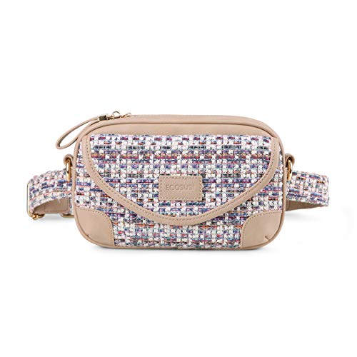 ECOSUSI Women’s Waist Bag Fanny Packs Shoulder Bags with Two Adjustable Shoulder Straps, Apricot