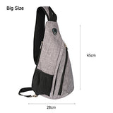 Freewander Nylon Sling Bag Shoulder Back Packs Crossbody Pack Chest Bags Black for Men (Gray)