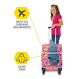 Bixbee Kids Luggage, Kids Luggage with Wheels for Girls & Boys with Telescoping Pullout Handle, Strap and Pockets- Lightweight Kids Suitcase & Carry On Bag for Airport, Travel, Overnight in Pink