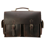 Polare 17'' Mens Full Grain Leather Laptop Briefcase Business Messenger Bag Satchel