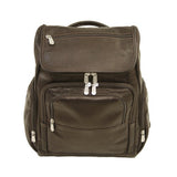 Piel Leather Multi-Pocket Laptop Backpack, Chocolate, One Size