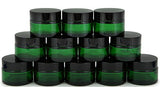 Vivaplex, 12, Green, 1 oz, Round Glass Jars, with Inner Liners and black Lids