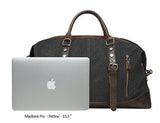 ECOSUSI Vintage Canvas Sport Tote Gym Bag Overnight Shoulder Bag Weekend Travel Duffel Bag Dark