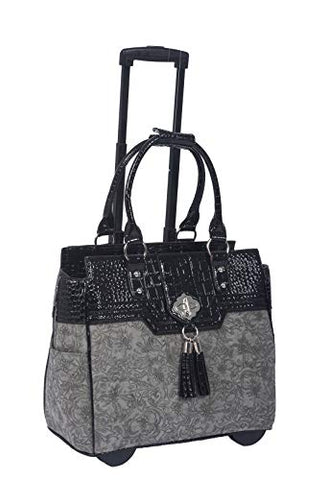 Jkm And Company The Savannah Gray & Black Alligator Faux Leather Compatible With Computer Ipad,