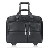 Solo Franklin Premium Leather 15.6 Inch Rolling Laptop Case, Black