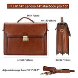 Banuce Vintage Genuine Leather Briefcase for Men Lock Lawyer Attache Case Laptop Messenger Bag
