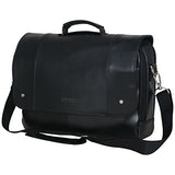 Kenneth Cole Reaction Leather Dual Compartment Flapover 16.0" Computer Business Crossbody Portfolio Laptop Briefcase Black One Size