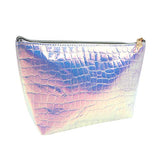 Aibearty Women Holographic Geometric Clutch Handbag Leather Makeup Purse Cosmetic Toiletry Bag