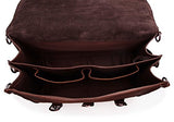 Polare Men'S Full Grain Leather 16'' Briefcase Shoulder Messenger Bag Fit 15.6'' Laptop