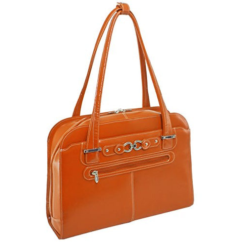 McKlein, W Series, Oak Grove, Top Grain Cowhide Leather, 15" Leather Fly-Through Checkpoint-Friendly Ladies' Laptop Briefcase, Orange (96630)