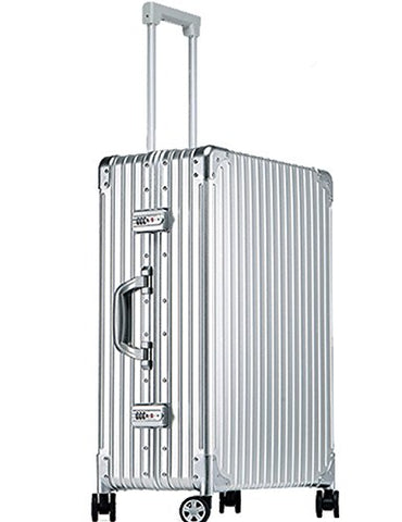 All Al-Mg Alloy HardShell Luggage with Spinner Wheels TSA Approved Silver 20"