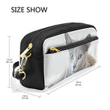Colourlife Russian Blue Cat Pu Leather Pencil Case Holder Pouch Makeup Bags For Boys Girls Adults