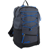 Fuel Travel Lightweight Bungee Backpack, Durable for School, Gym or Work (Graphite Gray/Royal