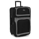 U.S. Traveler New Yorker Lightweight Softside Expandable Travel Rolling Luggage Set, Black/Grey, 4-Piece (15/21/25/29)