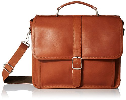 Piel Leather Small Flap-Over Laptop/Tablet Brief, Saddle