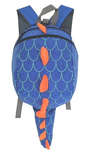ZuiKyuan Toddler Kids Dinosaur Backpack With Anti-lost Safety Leash for Boys Girls (Blue)
