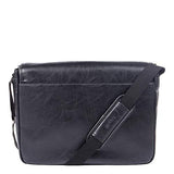 Bugatti Valentino Messenger Bag, Vegan Leather with Canvas Trim, Black