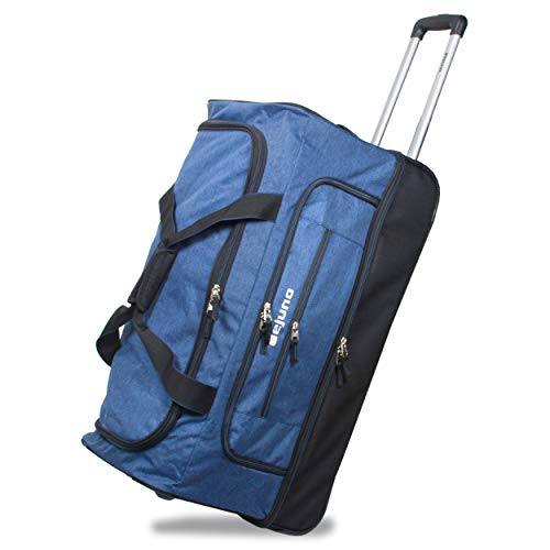 Dejuno 28" Lightweight Denim Drop Bottom Rolling Duffel Bag-Blue, One Size
