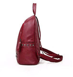 PU soft leather rivet backpack women travel bags handbags,one-size,black