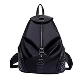 ABage Women's Studded Backpack Waterproof Nylon College Backpack Purse School Bag, Black