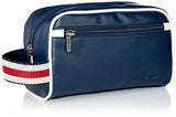 Ben Sherman Regent's Park Faux Leather Single Compartment Top Zip Travel Kit, Navy/White