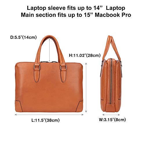 Banuce Women's Leather Briefcase - Full Grain Italian Leather, 14" Laptop Bag, Professional Work & Travel Bag