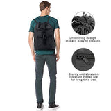 BeeGreen Black Drawstring Backpack Bag Large 18"L x 13.6"W Gym Sports String Bags with Inside Pouch Waterproof Cinch Bag Sackpack with Mesh Zipper Pockets for Teens Girls Boys