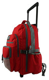 Rolling Backpack Wheeled School Backpack Book Bag Daypack with multiple Pockets Red