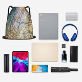 Drawstring Sports Backpack,Double Exposure Of Trees At Woods And Cut Tre,Travel Strap Pack Rucksack Shoulder Bags Gym Sackpack Casual Running Daypack For Men Women Teens 13.7"X17"